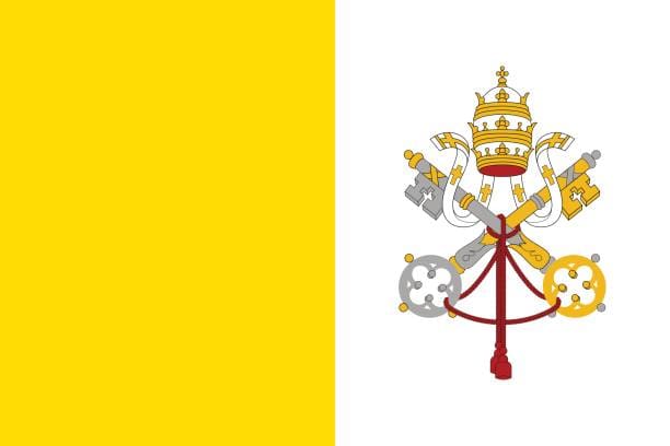 Flag of Vatican City State. Papal States - catholic country of Sounhern European. Holy See symbol. Vector icon illustration